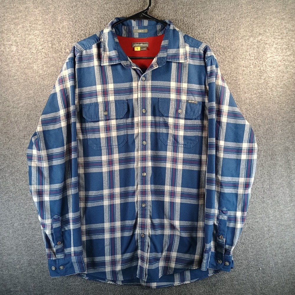 Eddie‎ Baur Shirt Men L Travex Plaid Outdoor Button Down Long Sleeve Classic Fit